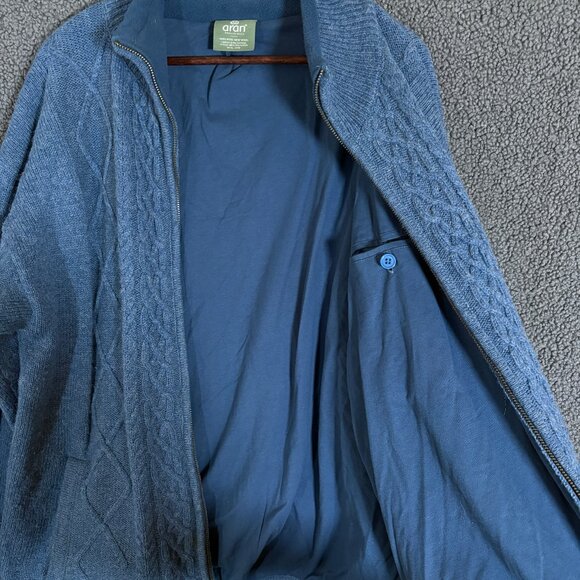 Aran Woollen Mills Merino Wool Lined Full Zip Cardigan Sweater - Men's Size M - Picture 8 of 12